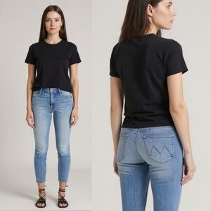 MOTHER High Waisted Looker Ankle Fray Women's  Blue Jeans Au Revoir Size 27